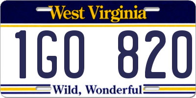 WV license plate 1GO820