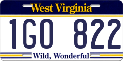 WV license plate 1GO822