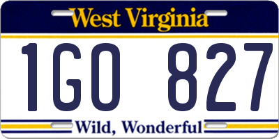 WV license plate 1GO827