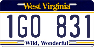 WV license plate 1GO831