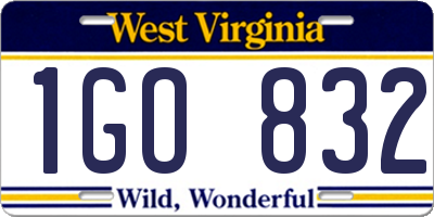 WV license plate 1GO832