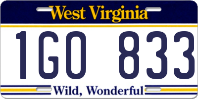 WV license plate 1GO833