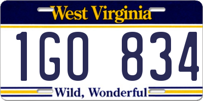 WV license plate 1GO834