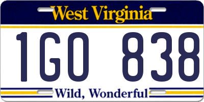 WV license plate 1GO838
