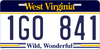 WV license plate 1GO841