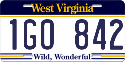 WV license plate 1GO842