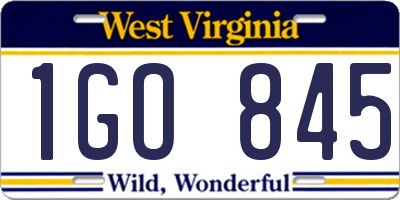 WV license plate 1GO845
