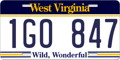 WV license plate 1GO847