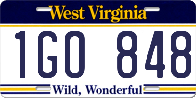 WV license plate 1GO848