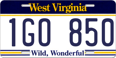 WV license plate 1GO850
