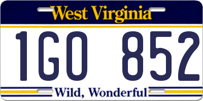 WV license plate 1GO852