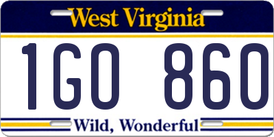 WV license plate 1GO860