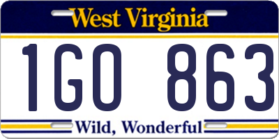 WV license plate 1GO863