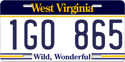 WV license plate 1GO865