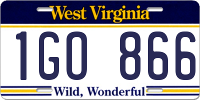 WV license plate 1GO866