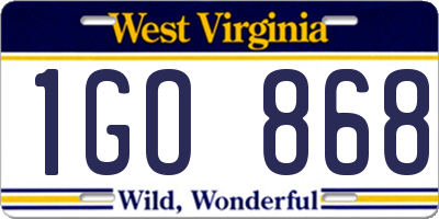WV license plate 1GO868