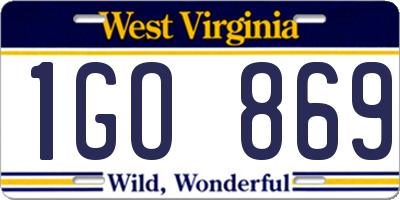 WV license plate 1GO869