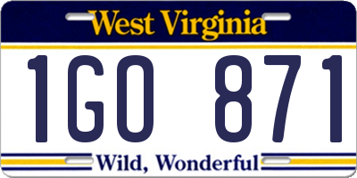 WV license plate 1GO871