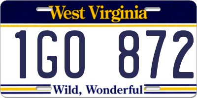 WV license plate 1GO872