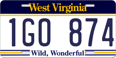 WV license plate 1GO874