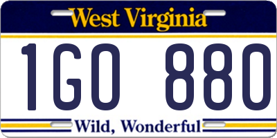 WV license plate 1GO880
