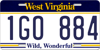 WV license plate 1GO884