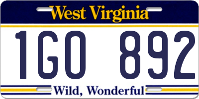 WV license plate 1GO892
