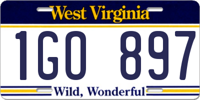 WV license plate 1GO897