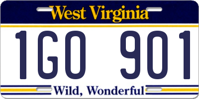 WV license plate 1GO901