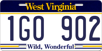 WV license plate 1GO902