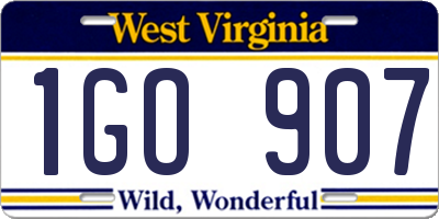 WV license plate 1GO907