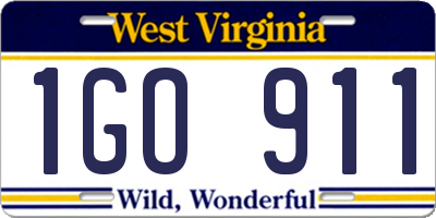 WV license plate 1GO911