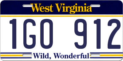 WV license plate 1GO912
