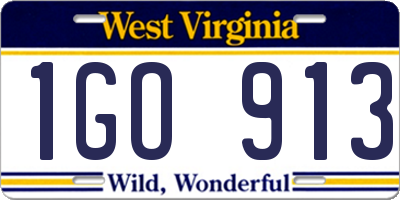 WV license plate 1GO913