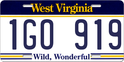 WV license plate 1GO919