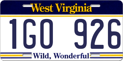 WV license plate 1GO926