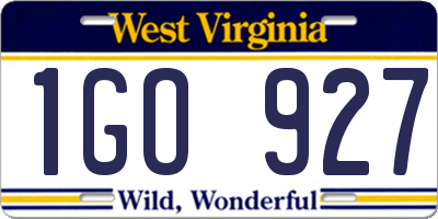 WV license plate 1GO927