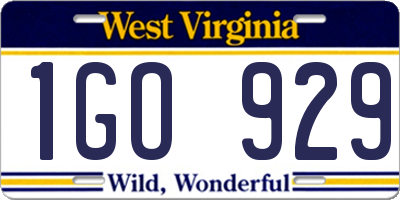 WV license plate 1GO929