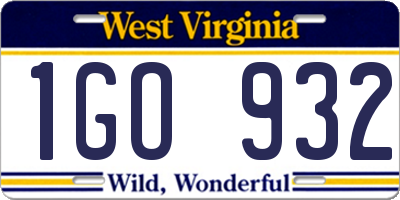 WV license plate 1GO932