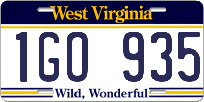 WV license plate 1GO935