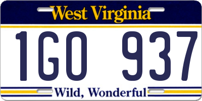 WV license plate 1GO937