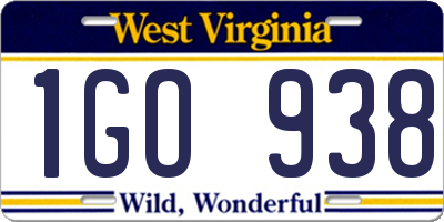 WV license plate 1GO938
