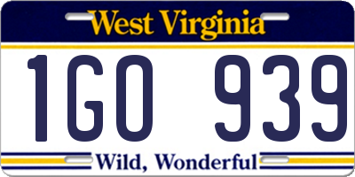 WV license plate 1GO939