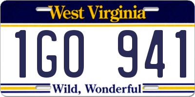 WV license plate 1GO941