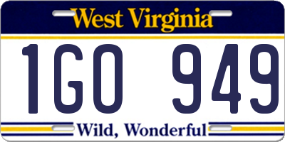 WV license plate 1GO949