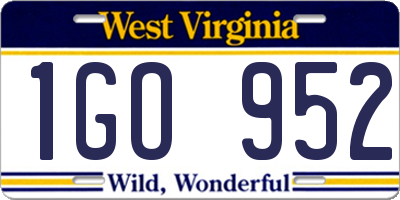 WV license plate 1GO952