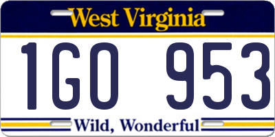 WV license plate 1GO953