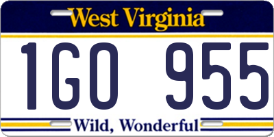 WV license plate 1GO955