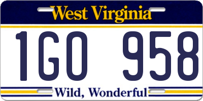 WV license plate 1GO958