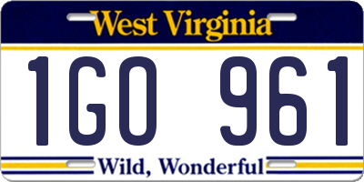 WV license plate 1GO961